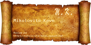 Mikolovits Keve névjegykártya
